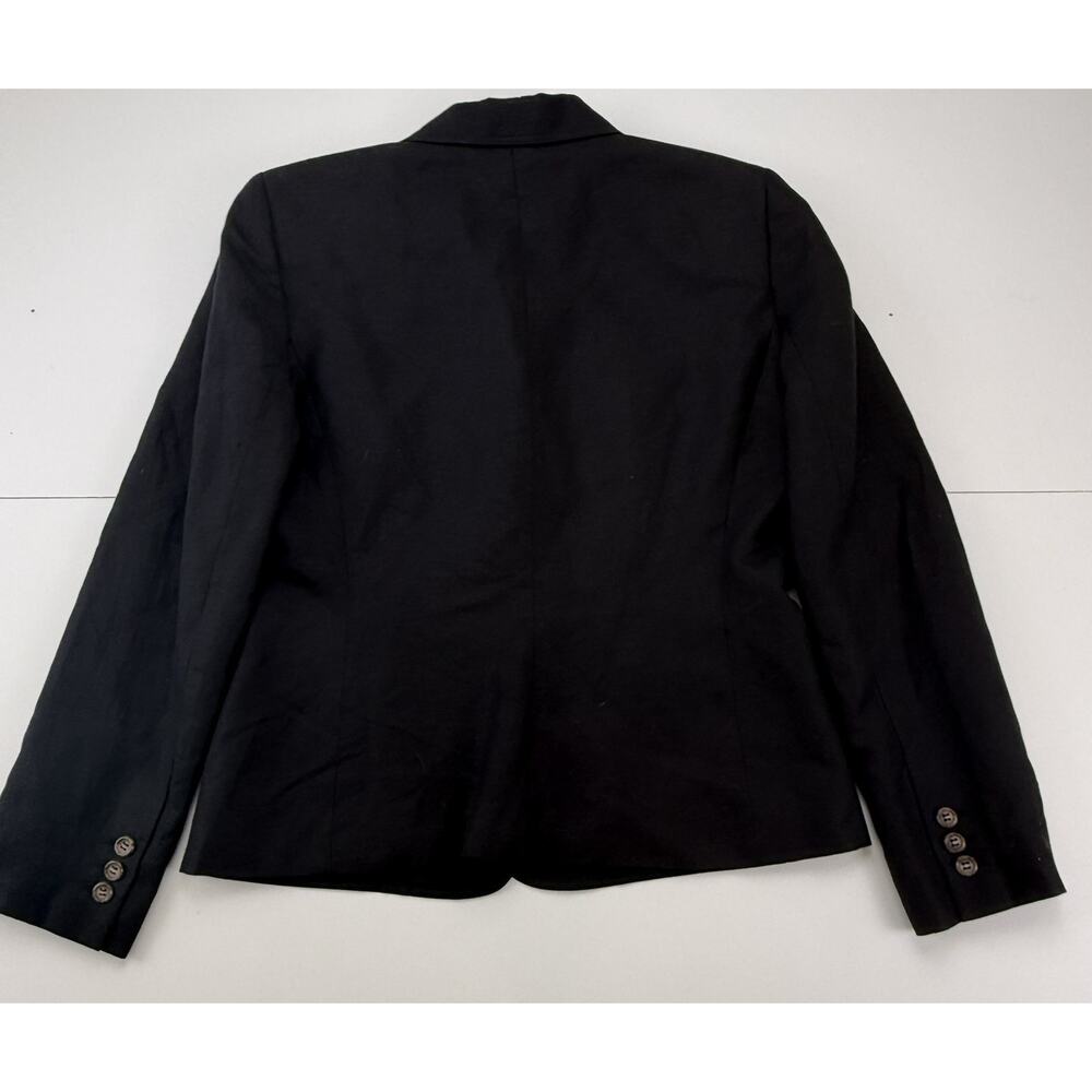 Tahari Womens Blazer 10 Black Linen Blend Safari Utility 4 Pocket Jacket - Picture 2 of 8